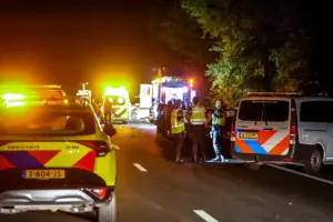 Hulpdiensten bij een ongeluk op de A2