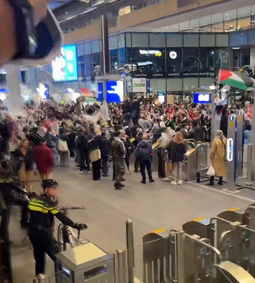 ME grijpt in bij pro-Palestijns protest op sporen Den Haag Centraal