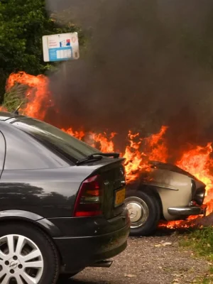 Net opgeknapte oldtimer vliegt in brand als eigenaar de auto start