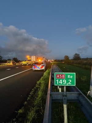 Chaos op A58: twee ongevallen bij De Poel en Heinkenszand