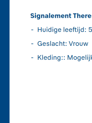 Politie zoekt vermiste Theresia (57)