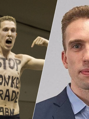 JA21-kandidaat per ongeluk aangezien voor ‘vegan streaker’ tijdens debat, beveiliging grijpt in