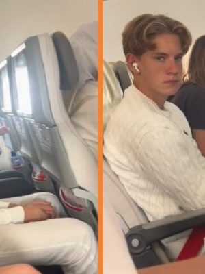 Viral TikTok: jongen zit naast huilende baby op lange vlucht – zijn blik zegt álles